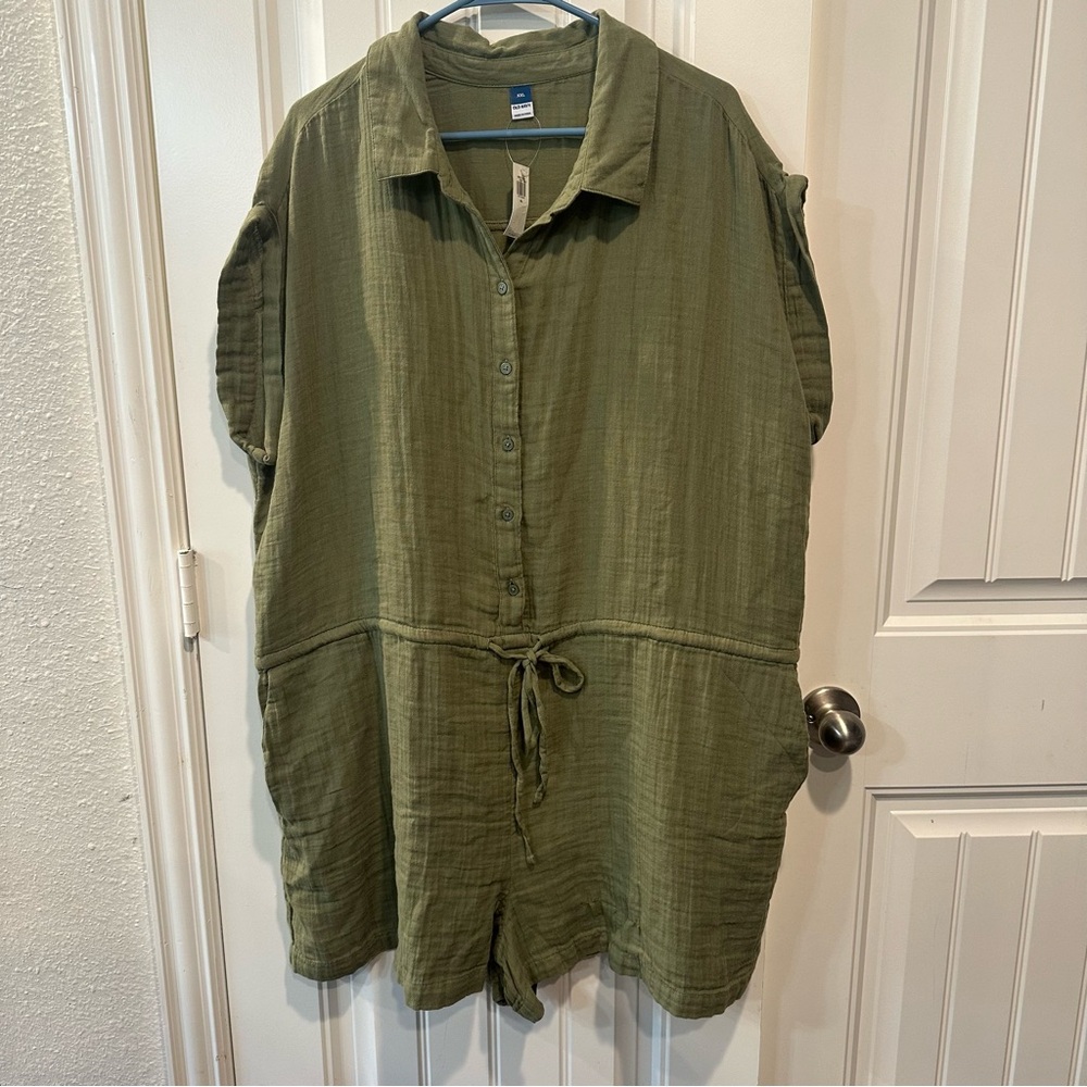 Waist-Defined Crinkle Gauze Romper